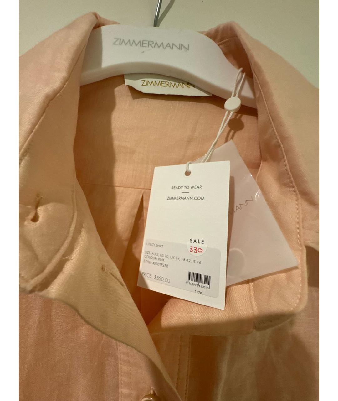 ZIMMERMANN Коралловая льняная рубашка, фото 5