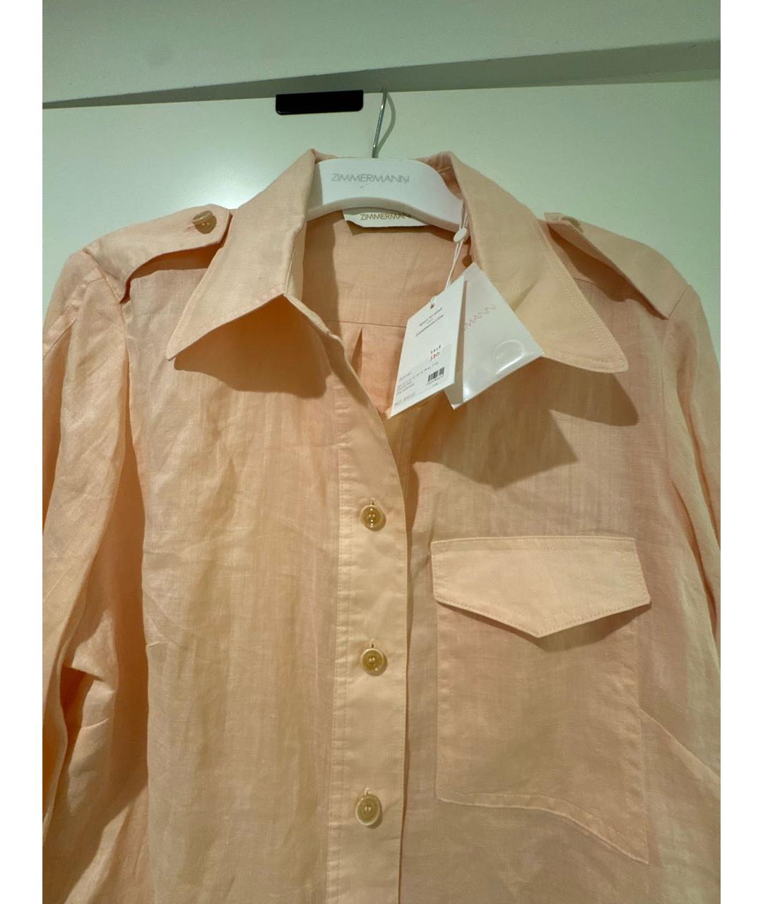 ZIMMERMANN Коралловая льняная рубашка, фото 3