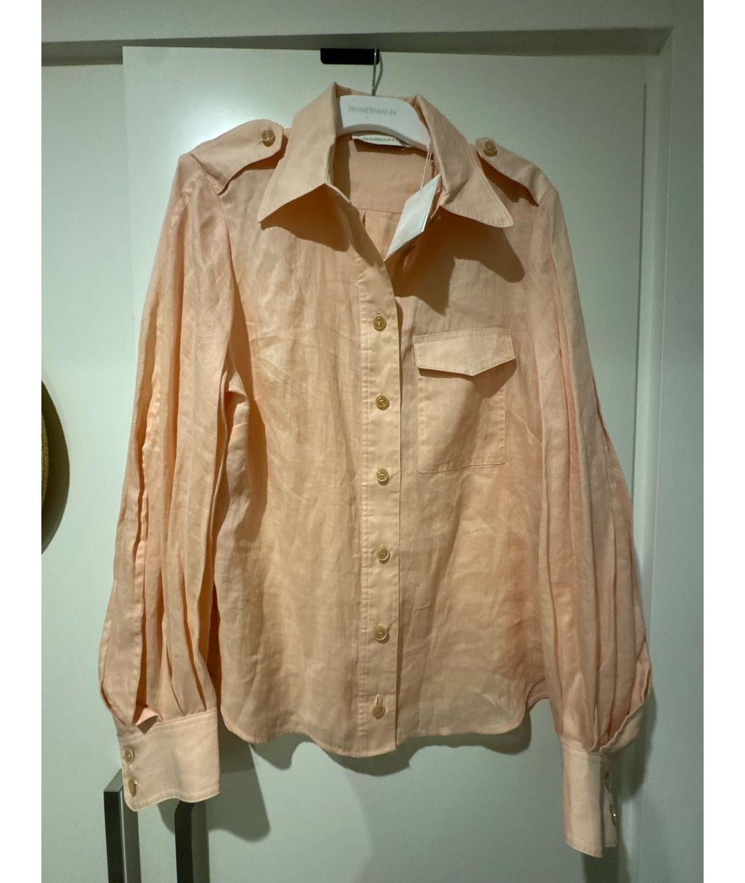 ZIMMERMANN Коралловая льняная рубашка, фото 9