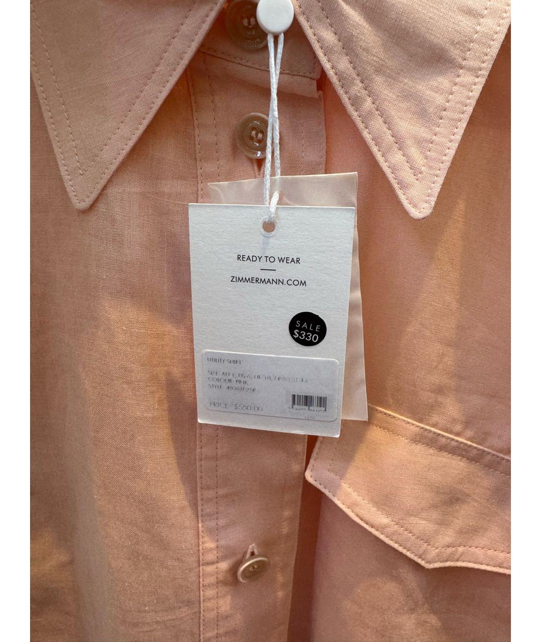 ZIMMERMANN Коралловая льняная рубашка, фото 8