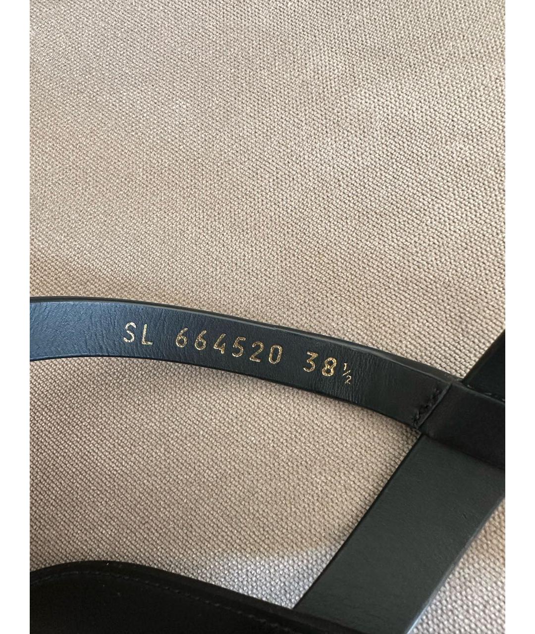 SAINT LAURENT Черные кожаные босоножки, фото 4