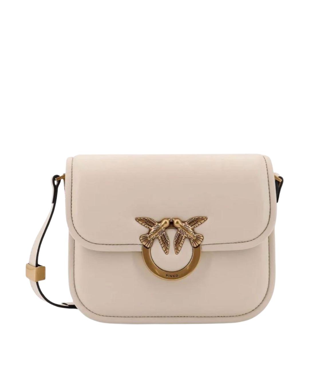 PINKO Бежевая кожаная сумка через плечо, фото 1