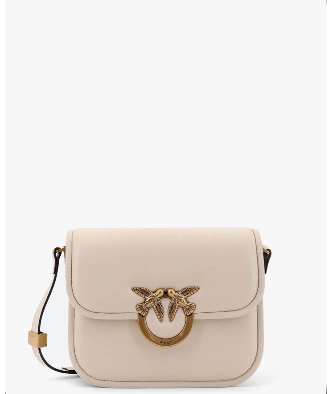 PINKO Бежевая кожаная сумка через плечо, фото 4