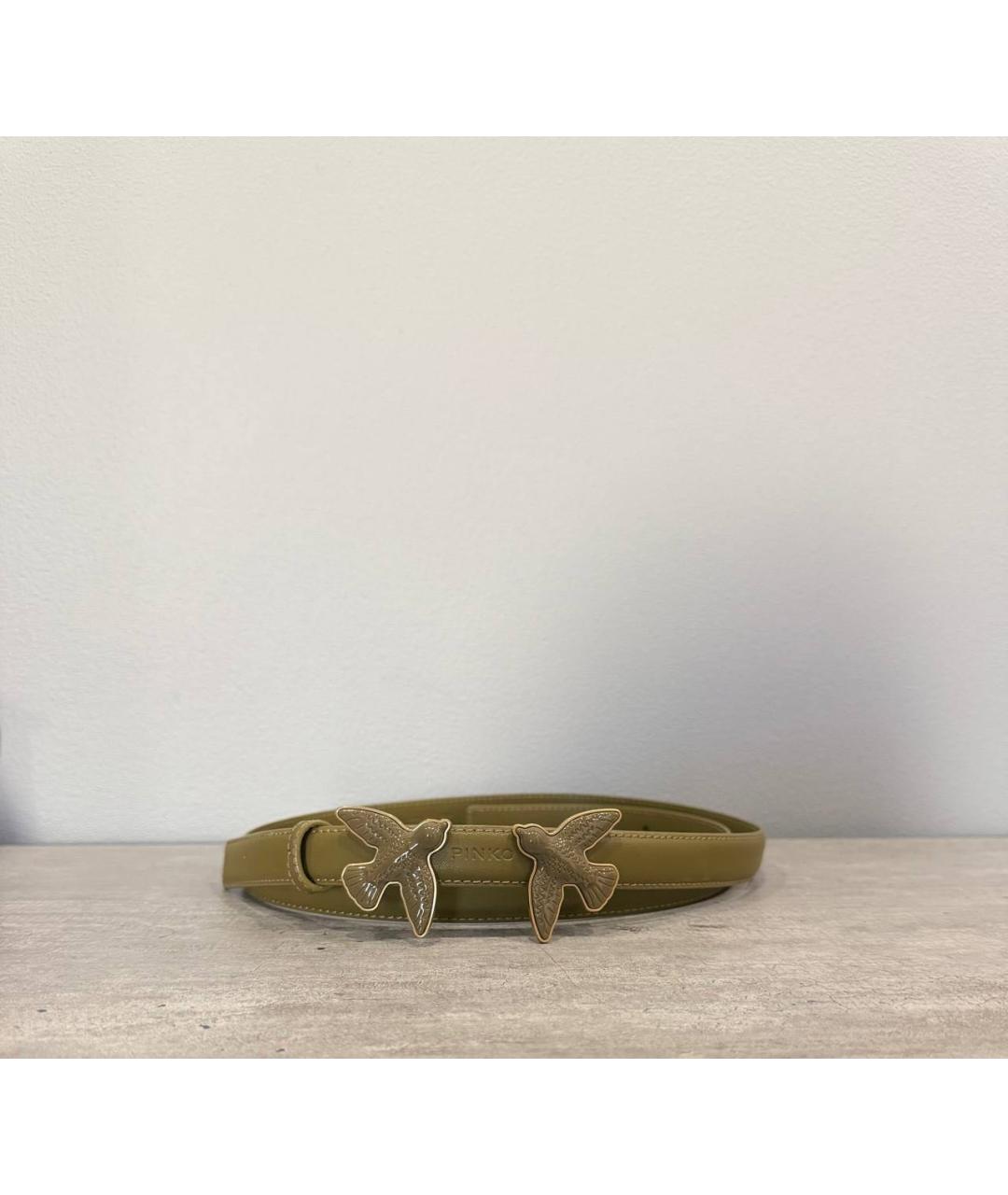 PINKO Хаки кожаный ремень, фото 5