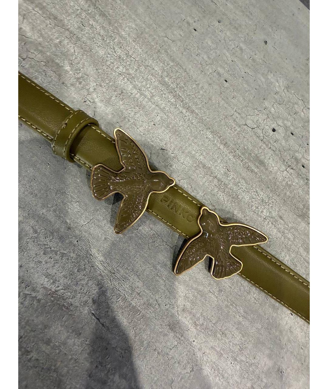PINKO Хаки кожаный ремень, фото 2