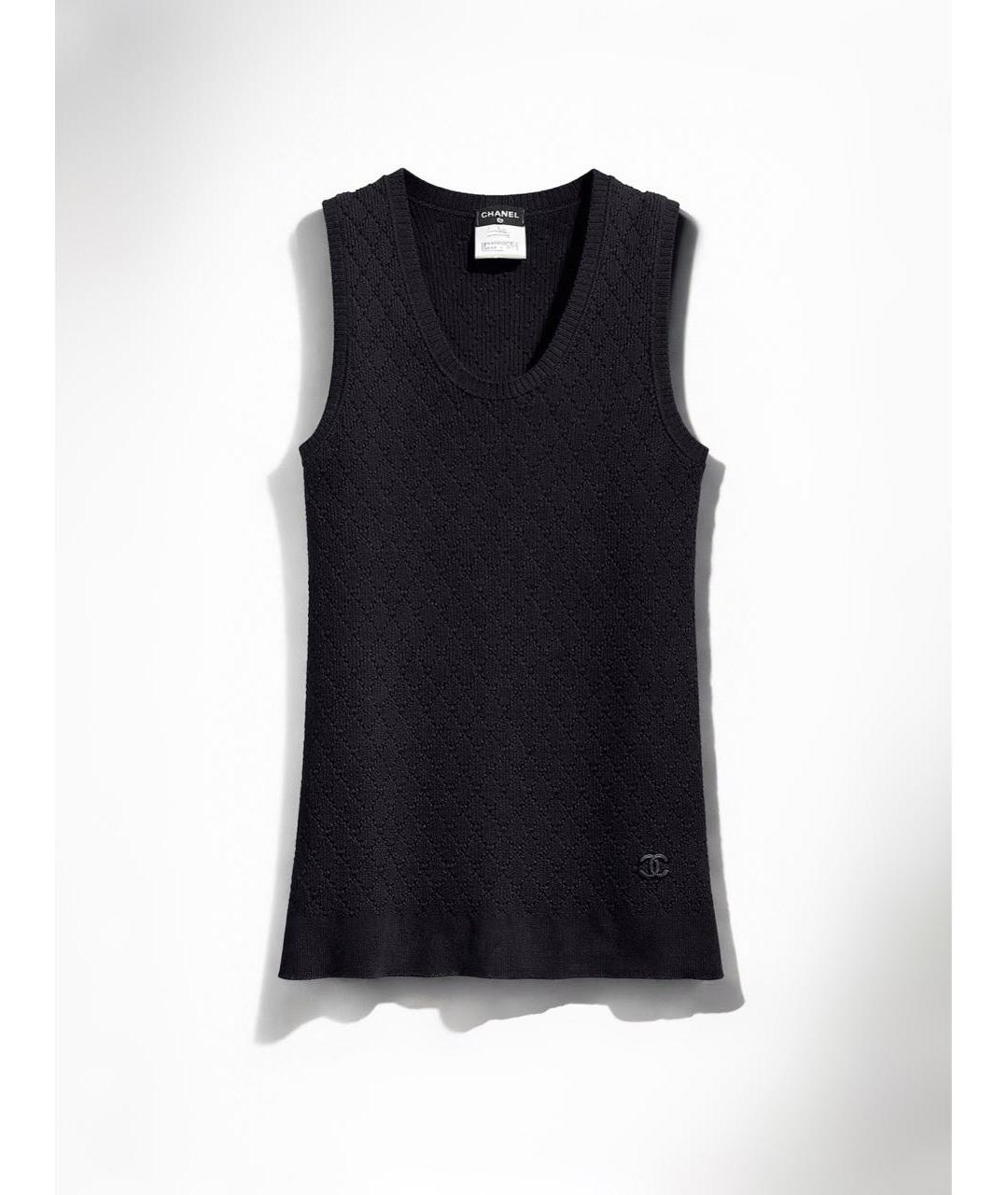 CHANEL Черная хлопковая майка, фото 7
