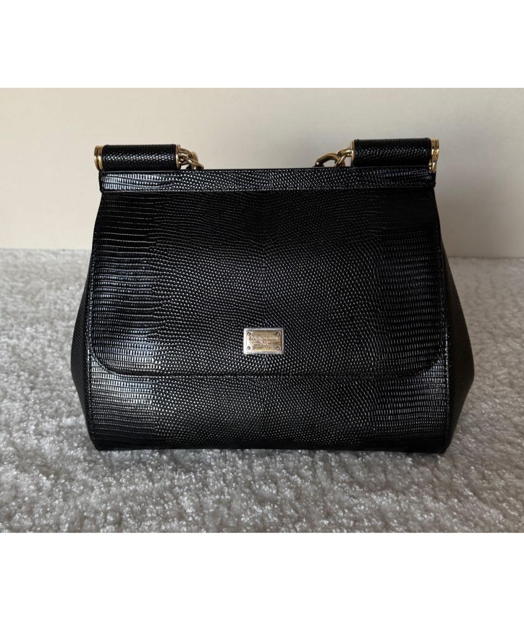 DOLCE&GABBANA Черная кожаная сумка тоут, фото 5