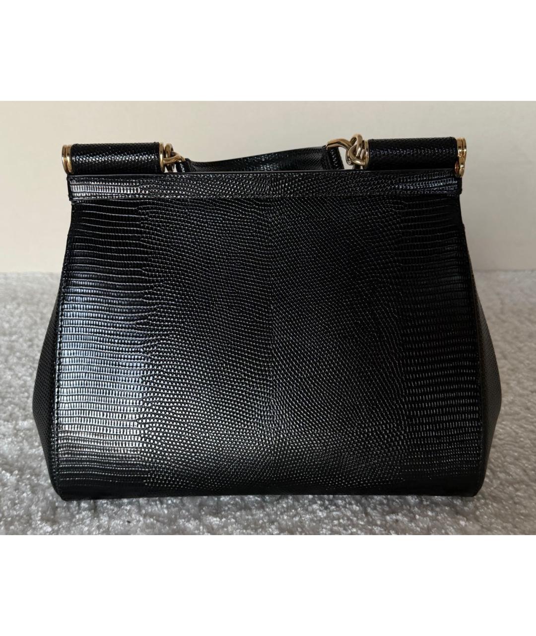 DOLCE&GABBANA Черная кожаная сумка тоут, фото 3