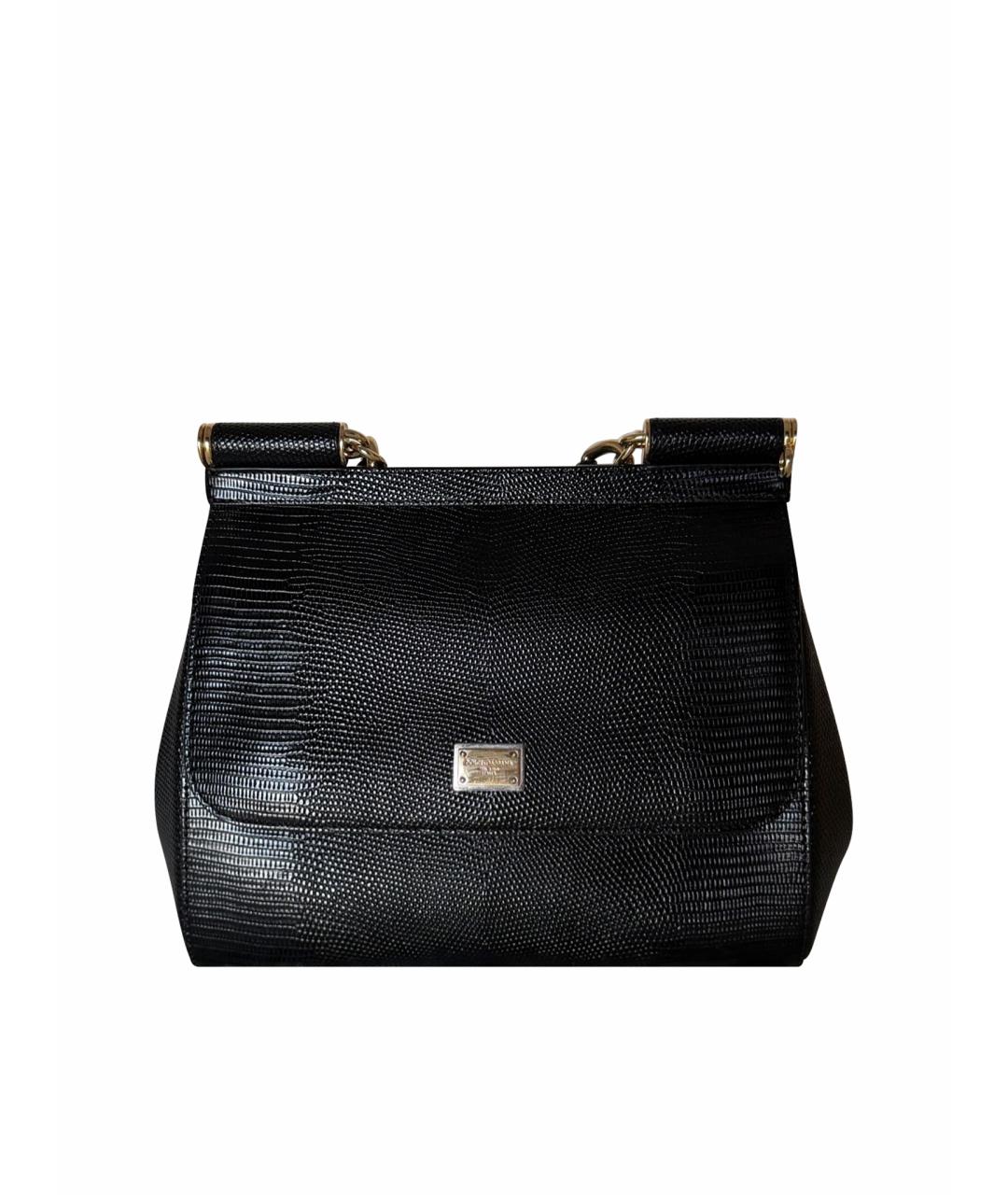 DOLCE&GABBANA Черная кожаная сумка тоут, фото 1