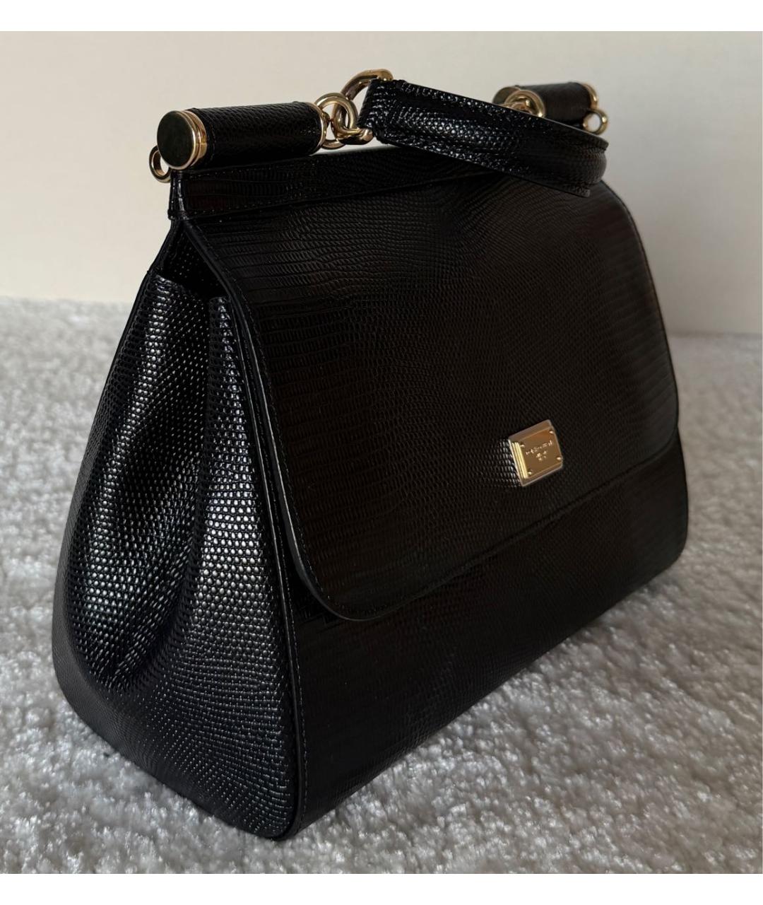 DOLCE&GABBANA Черная кожаная сумка тоут, фото 2