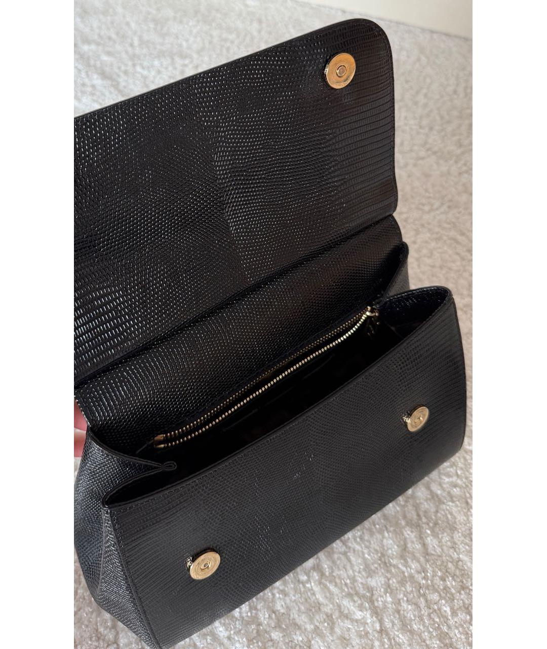 DOLCE&GABBANA Черная кожаная сумка тоут, фото 4