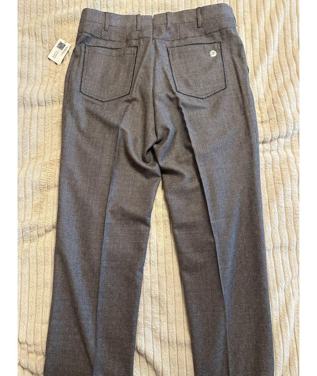 STEFANO RICCI Серые шерстяные повседневные брюки, фото 2