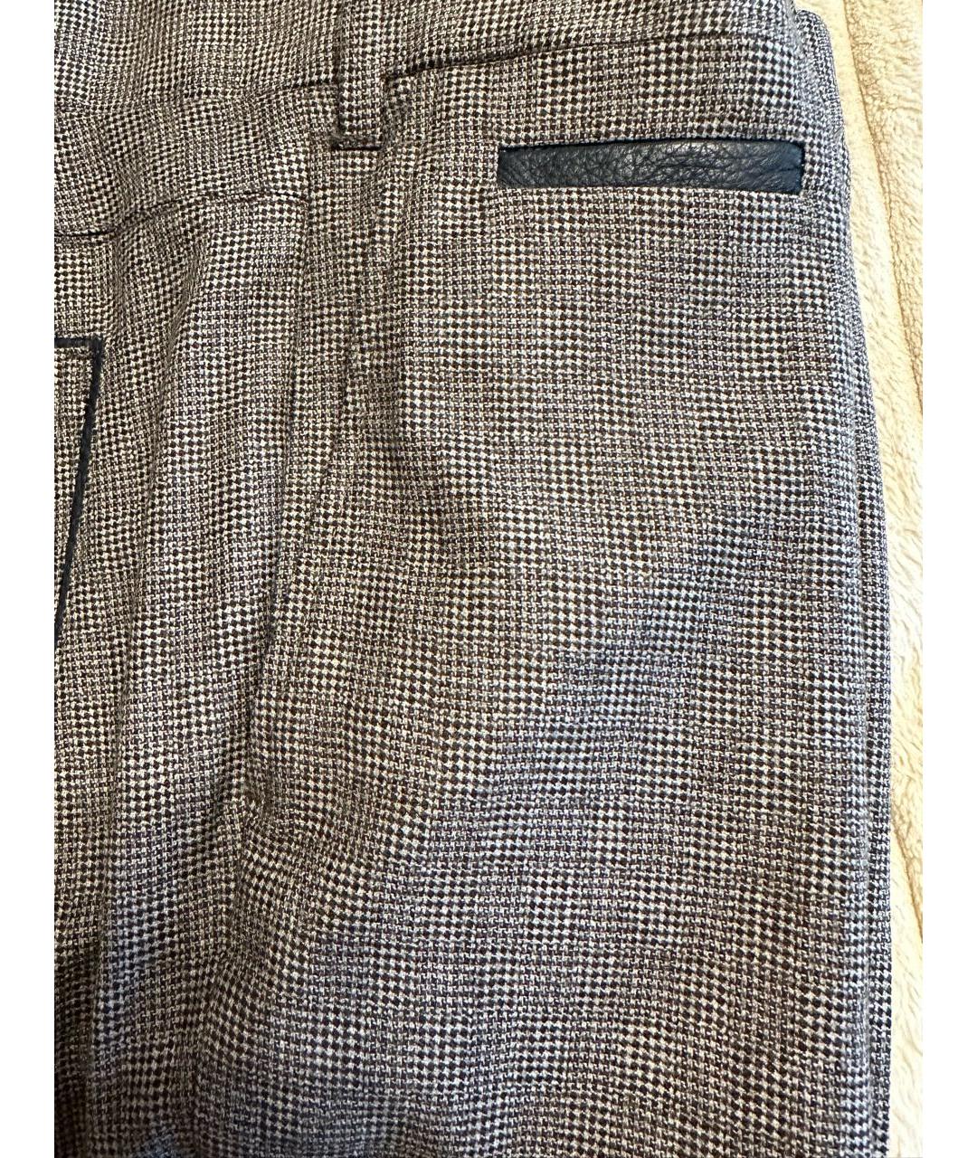 STEFANO RICCI Серые шерстяные повседневные брюки, фото 8