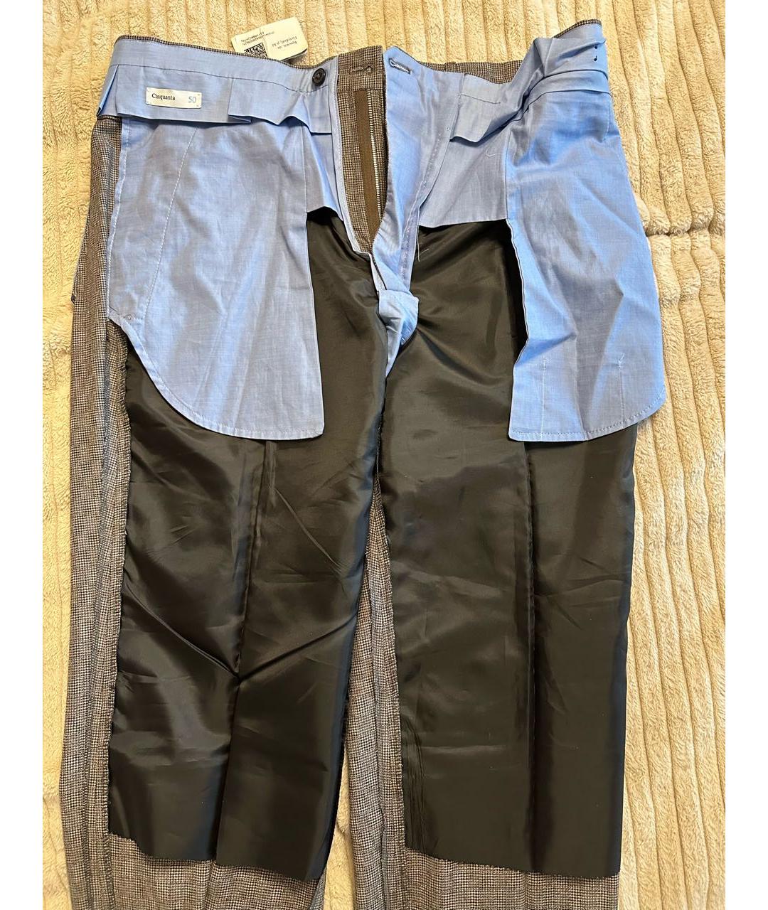 STEFANO RICCI Серые шерстяные повседневные брюки, фото 4