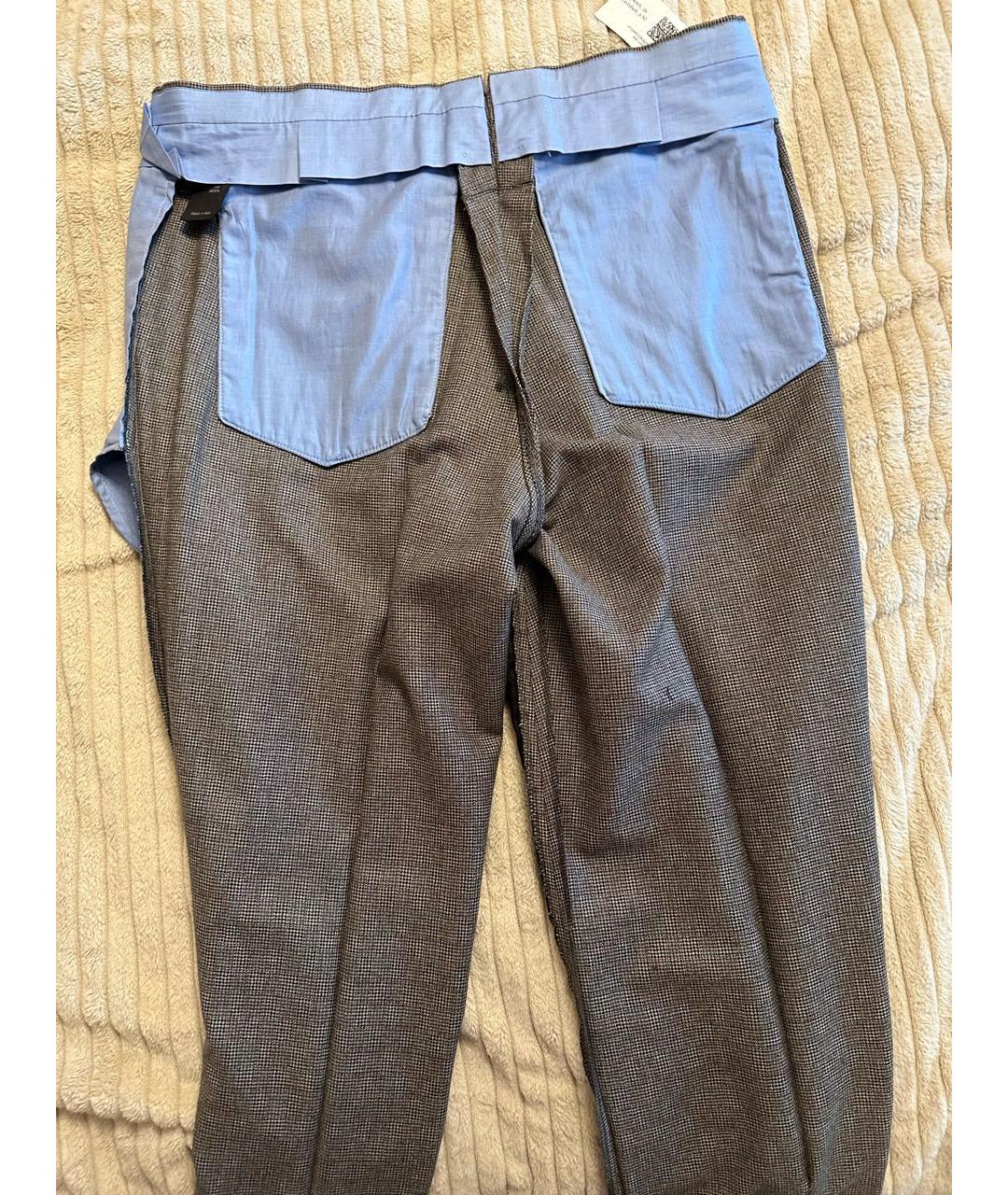 STEFANO RICCI Серые шерстяные повседневные брюки, фото 3