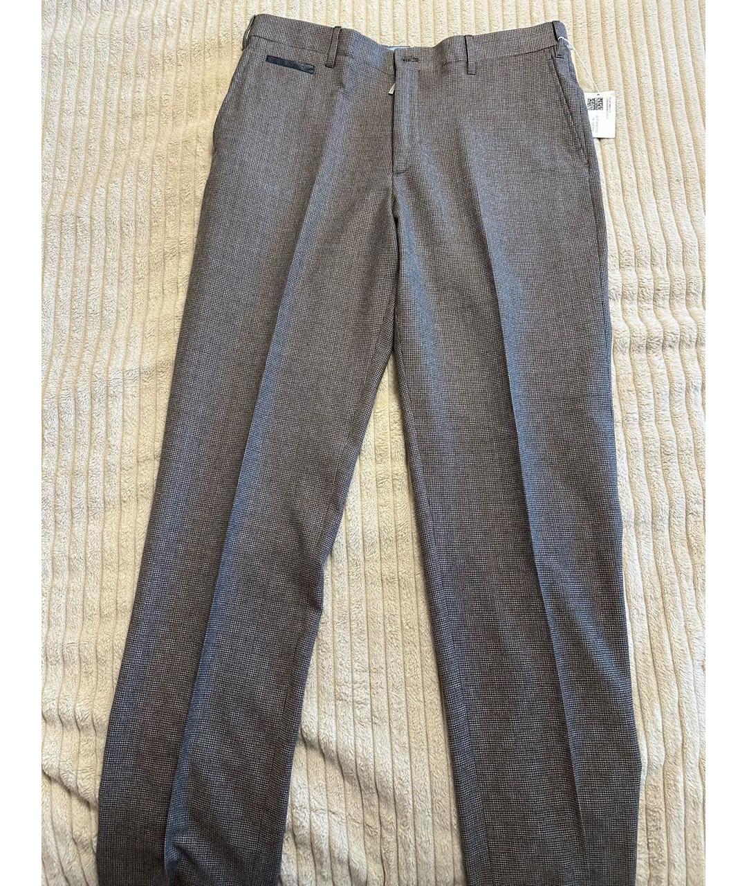 STEFANO RICCI Серые шерстяные повседневные брюки, фото 9