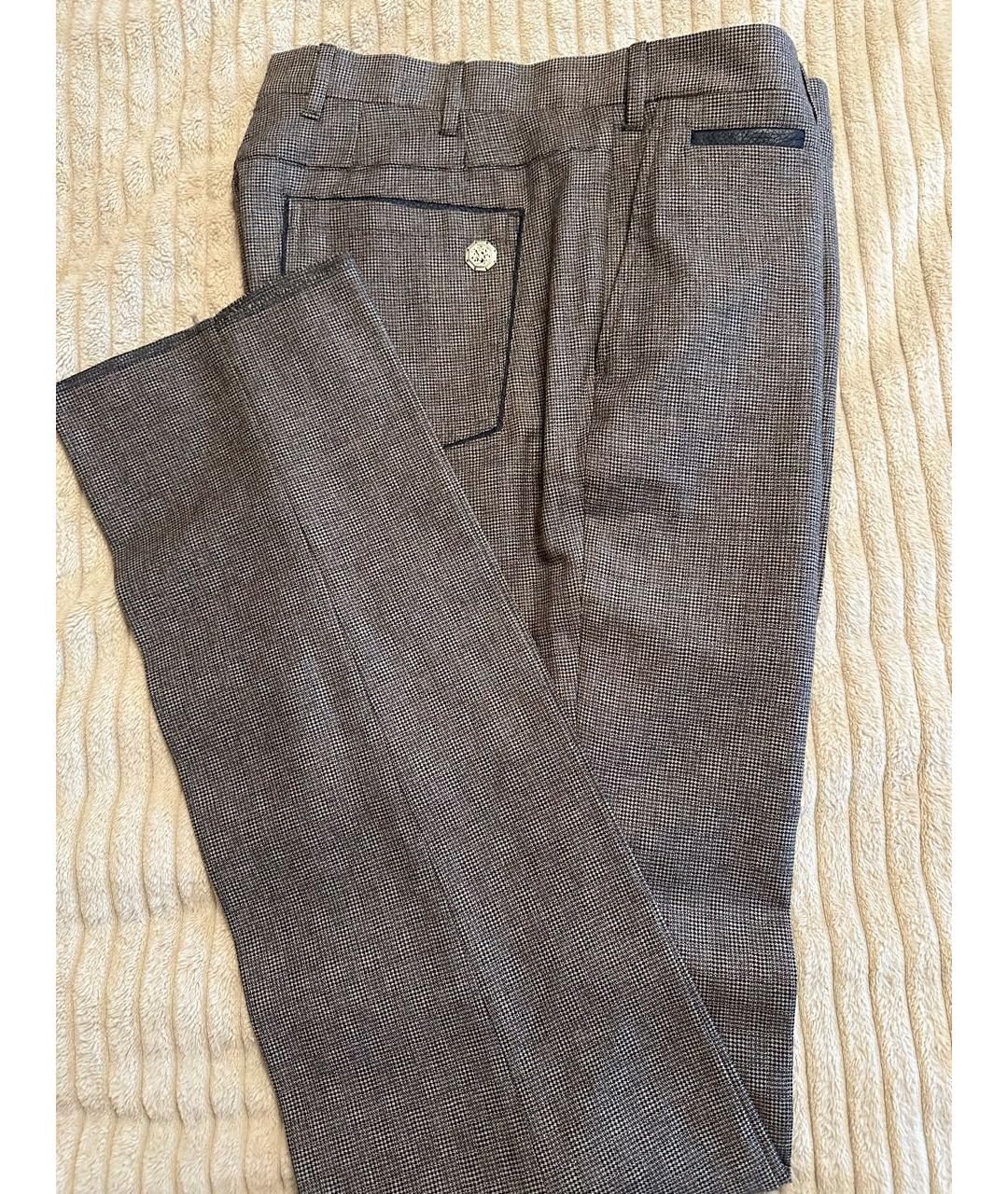 STEFANO RICCI Серые шерстяные повседневные брюки, фото 6