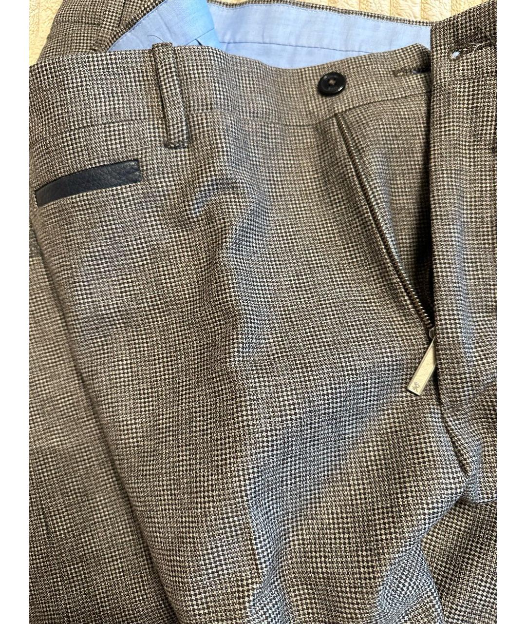 STEFANO RICCI Серые шерстяные повседневные брюки, фото 7