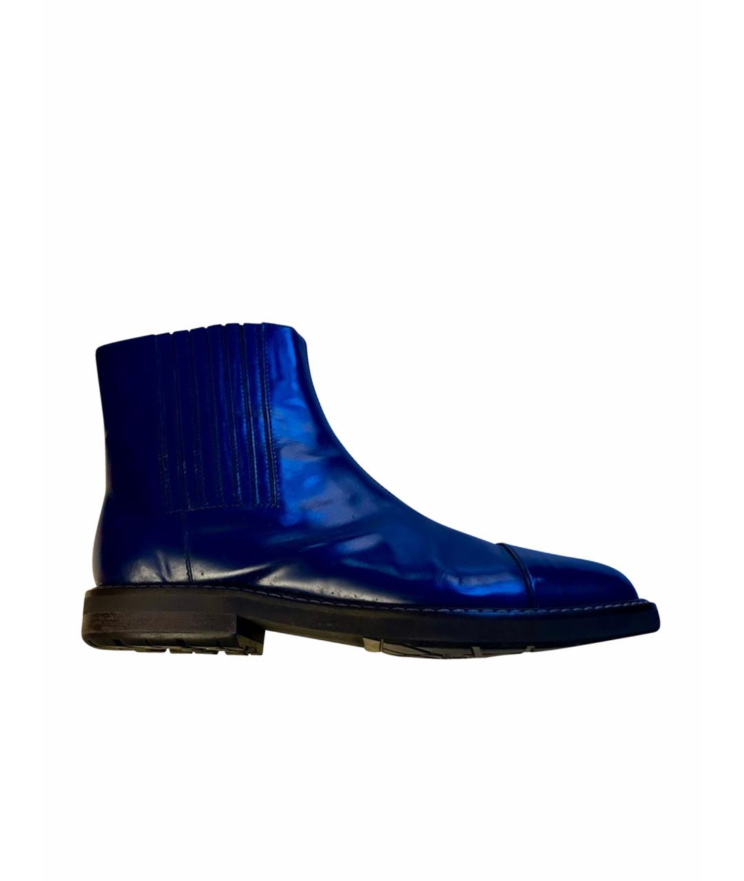 MARNI Темно-синие кожаные ботинки, фото 1