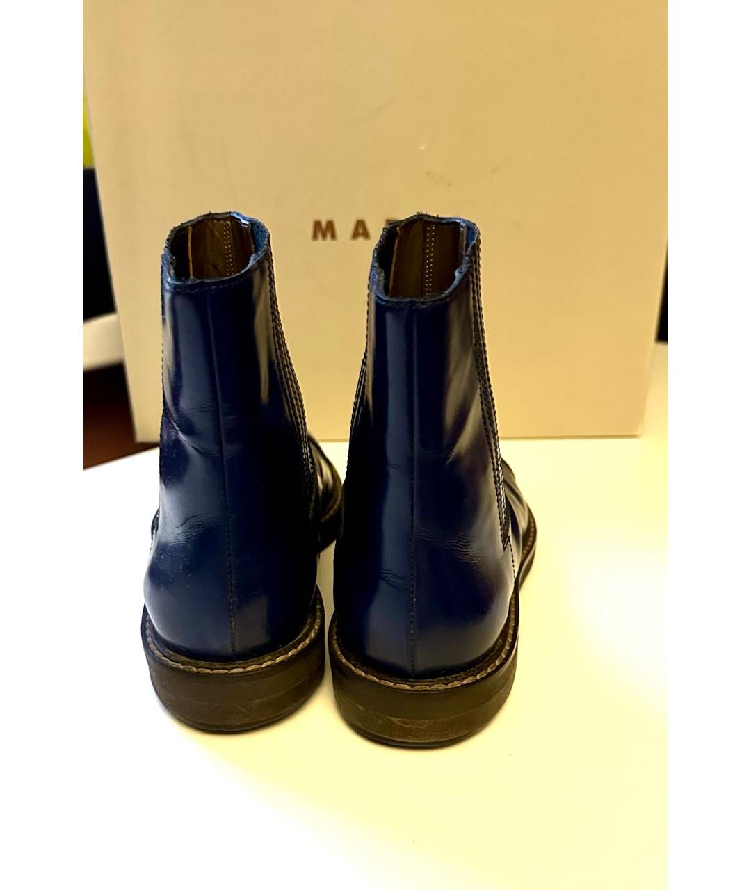 MARNI Темно-синие кожаные ботинки, фото 4