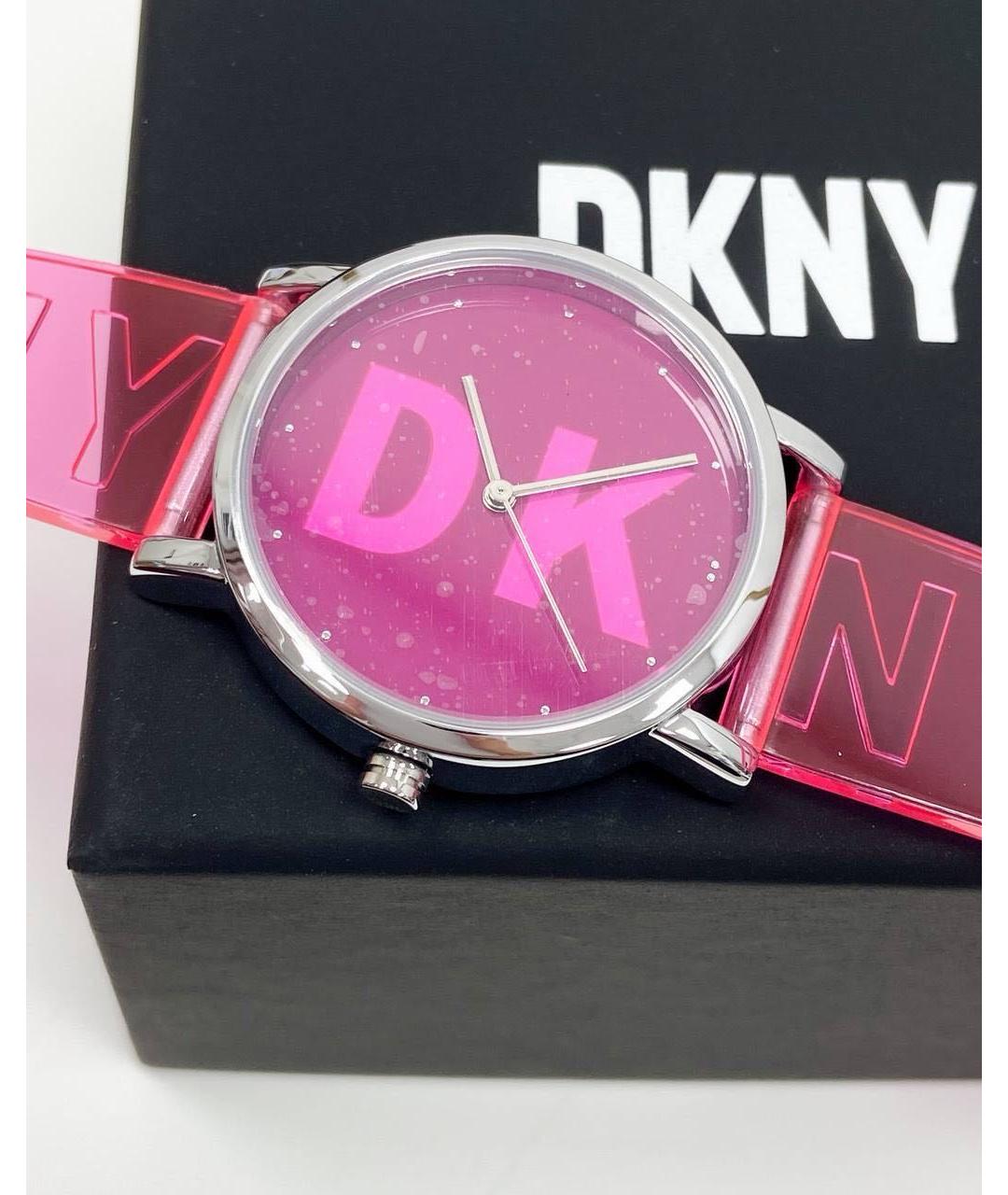 DKNY Розовые пластиковые часы, фото 7