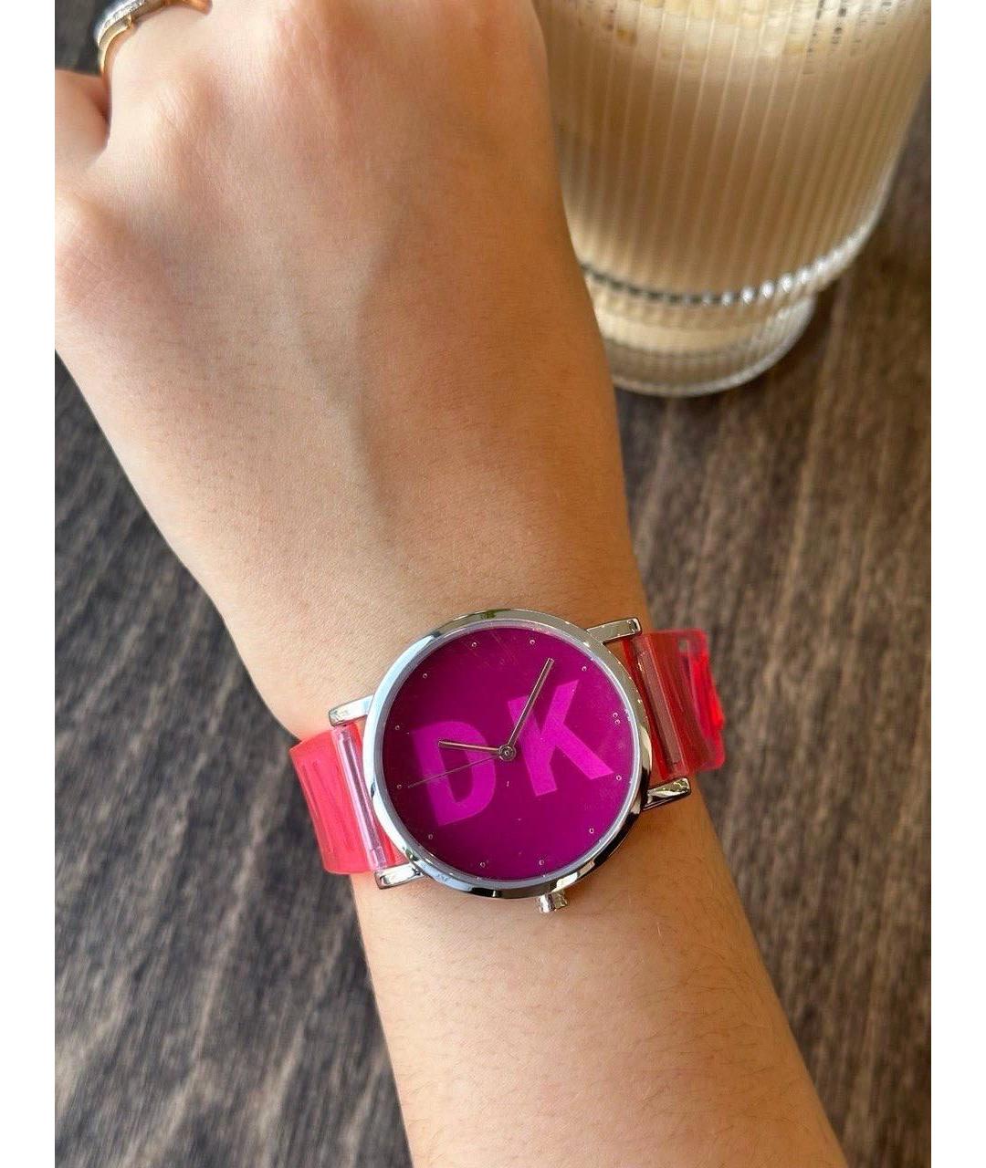 DKNY Розовые пластиковые часы, фото 3