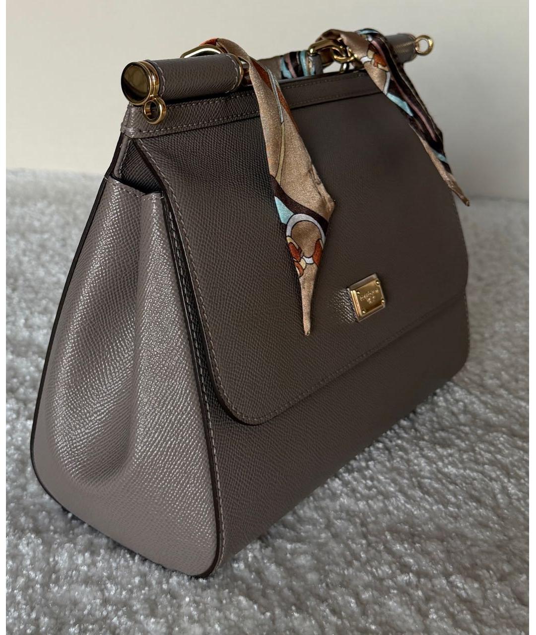 DOLCE&GABBANA Коричневая кожаная сумка тоут, фото 2