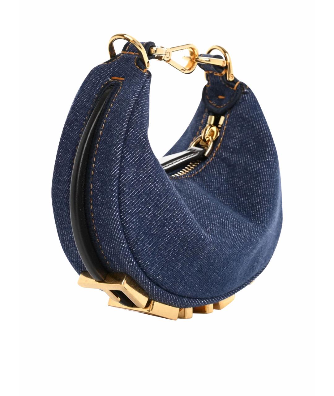 FENDI Темно-синяя деним сумка с короткими ручками, фото 1