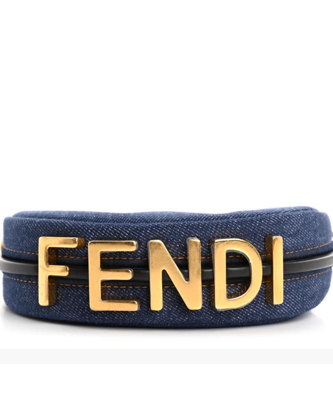 FENDI Темно-синяя деним сумка с короткими ручками, фото 3