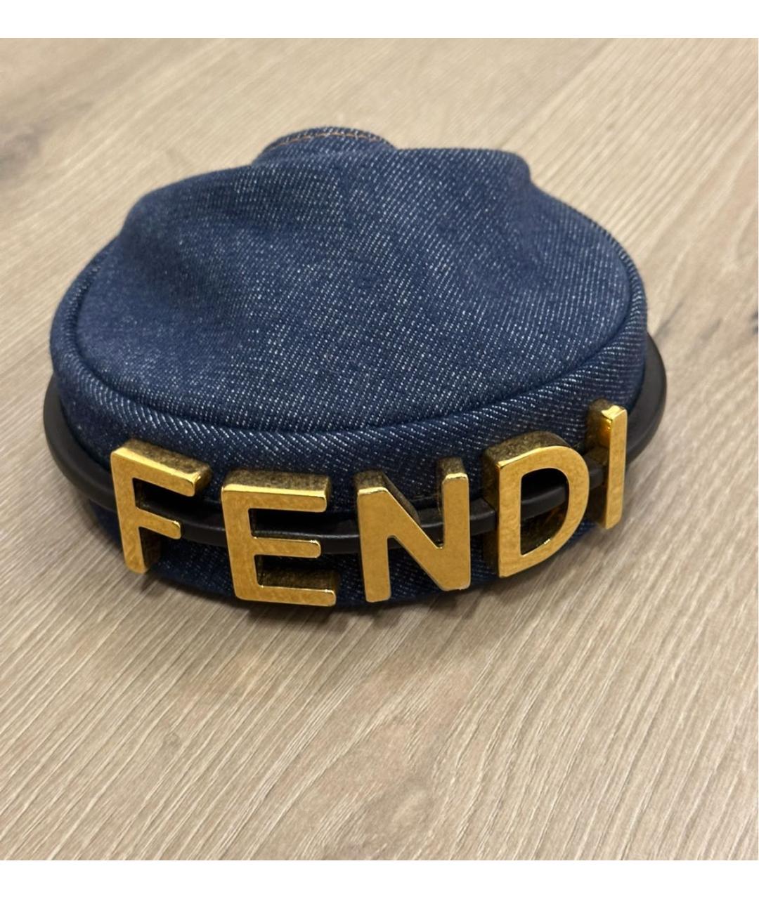 FENDI Темно-синяя деним сумка с короткими ручками, фото 2