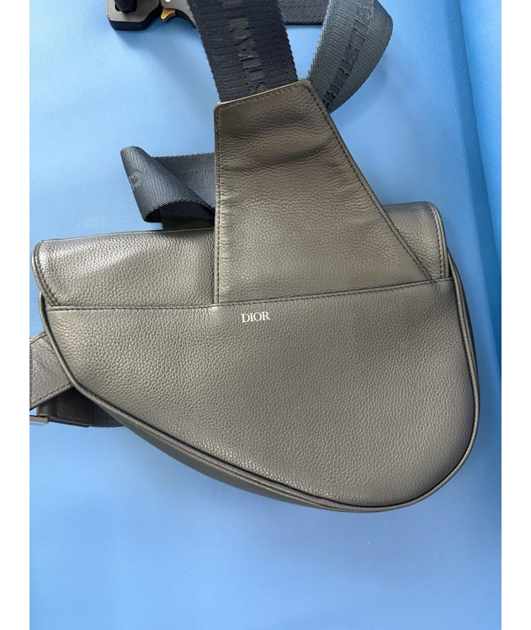CHRISTIAN DIOR Темно-синяя кожаная сумка на плечо, фото 2