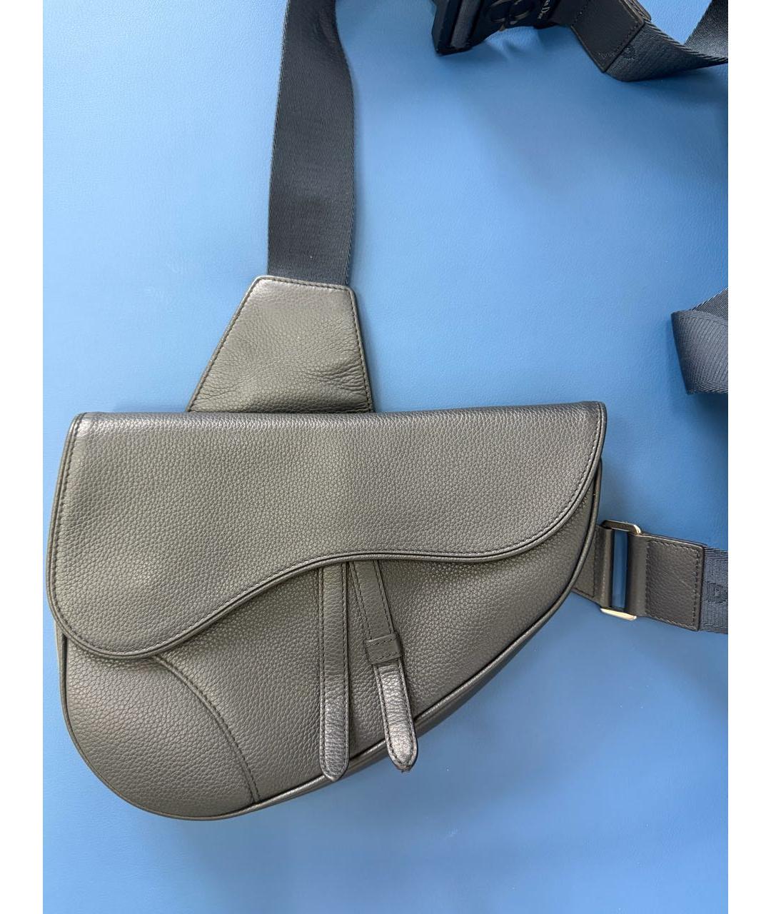 CHRISTIAN DIOR Темно-синяя кожаная сумка на плечо, фото 5