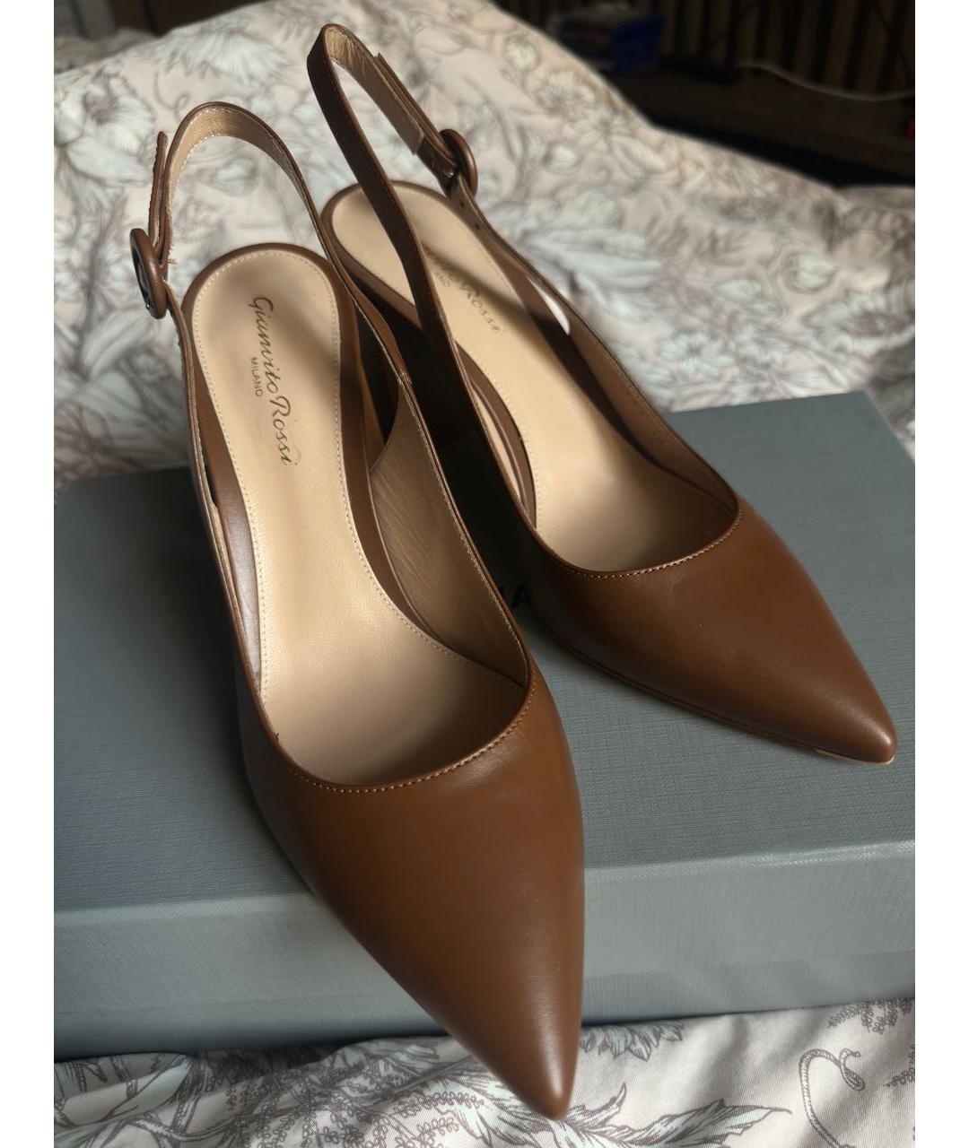 GIANVITO ROSSI Коричневые кожаные туфли, фото 3