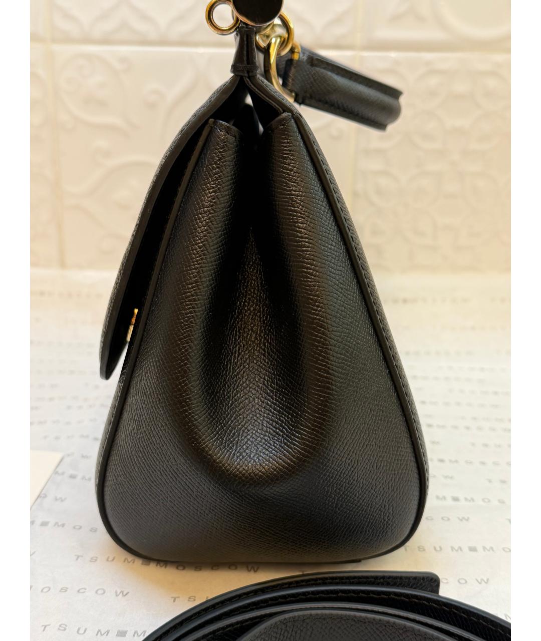 DOLCE&GABBANA Черная кожаная сумка через плечо, фото 2