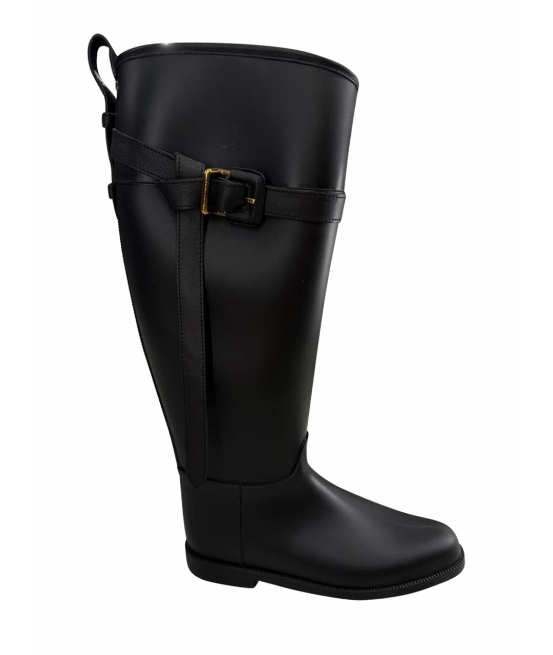 BURBERRY Черные резиновые сапоги, фото 1