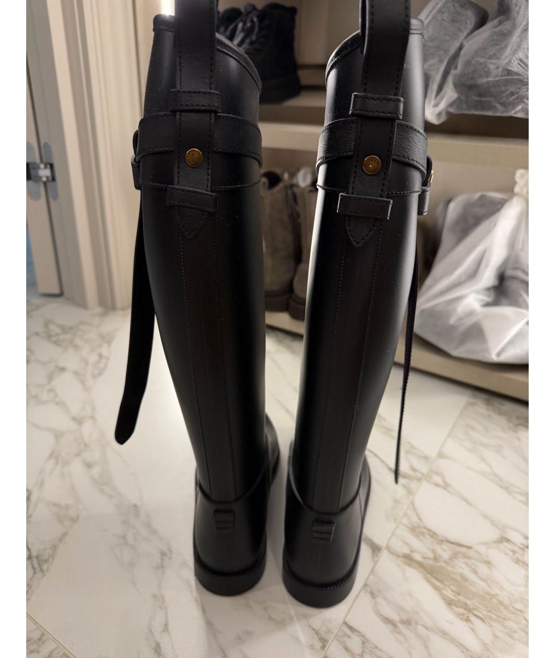 BURBERRY Черные резиновые сапоги, фото 4