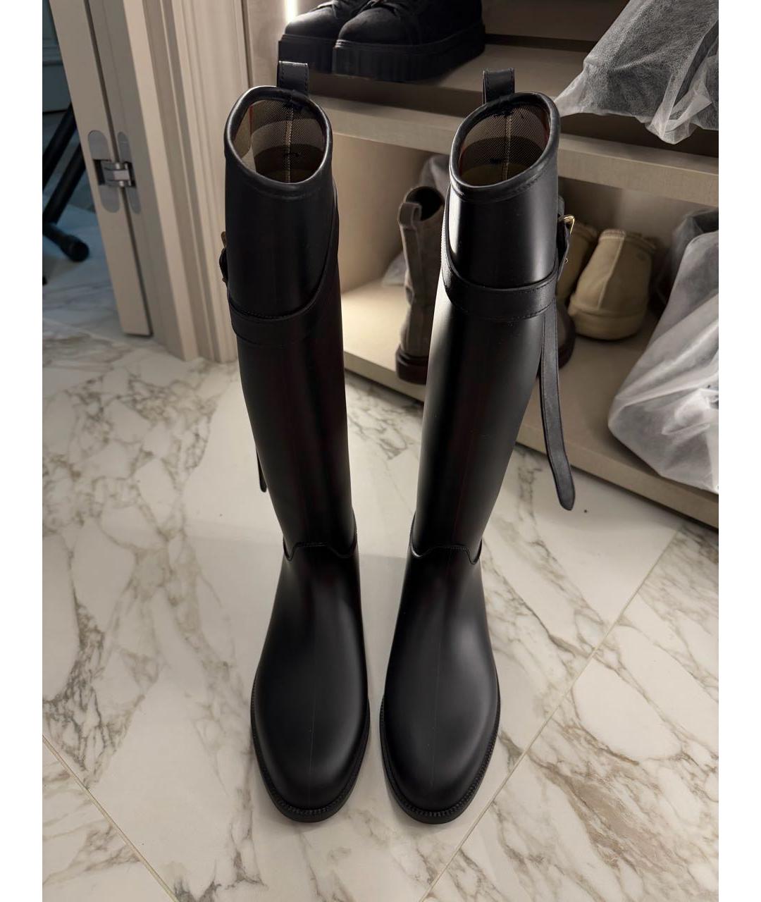 BURBERRY Черные резиновые сапоги, фото 2