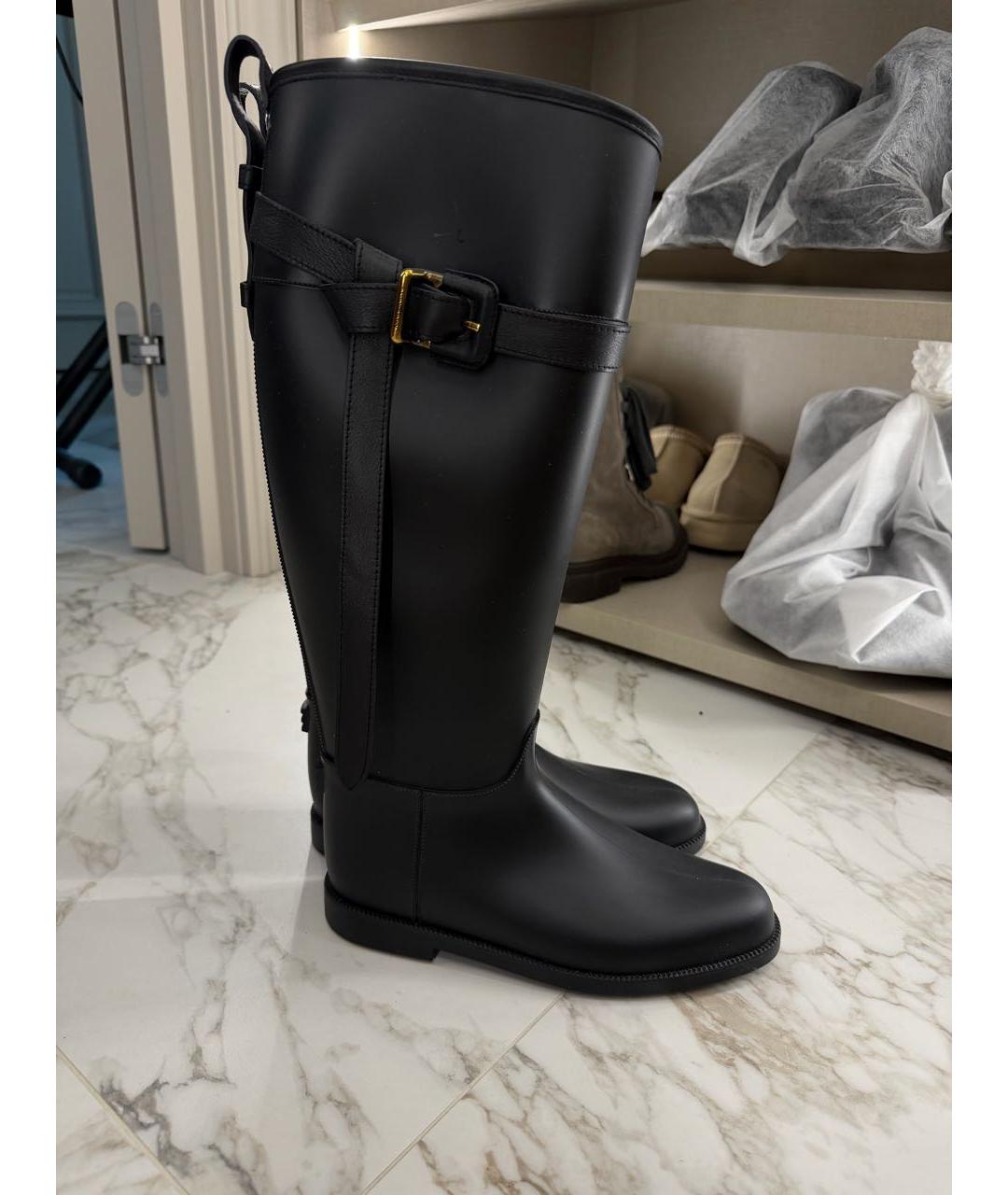 BURBERRY Черные резиновые сапоги, фото 5
