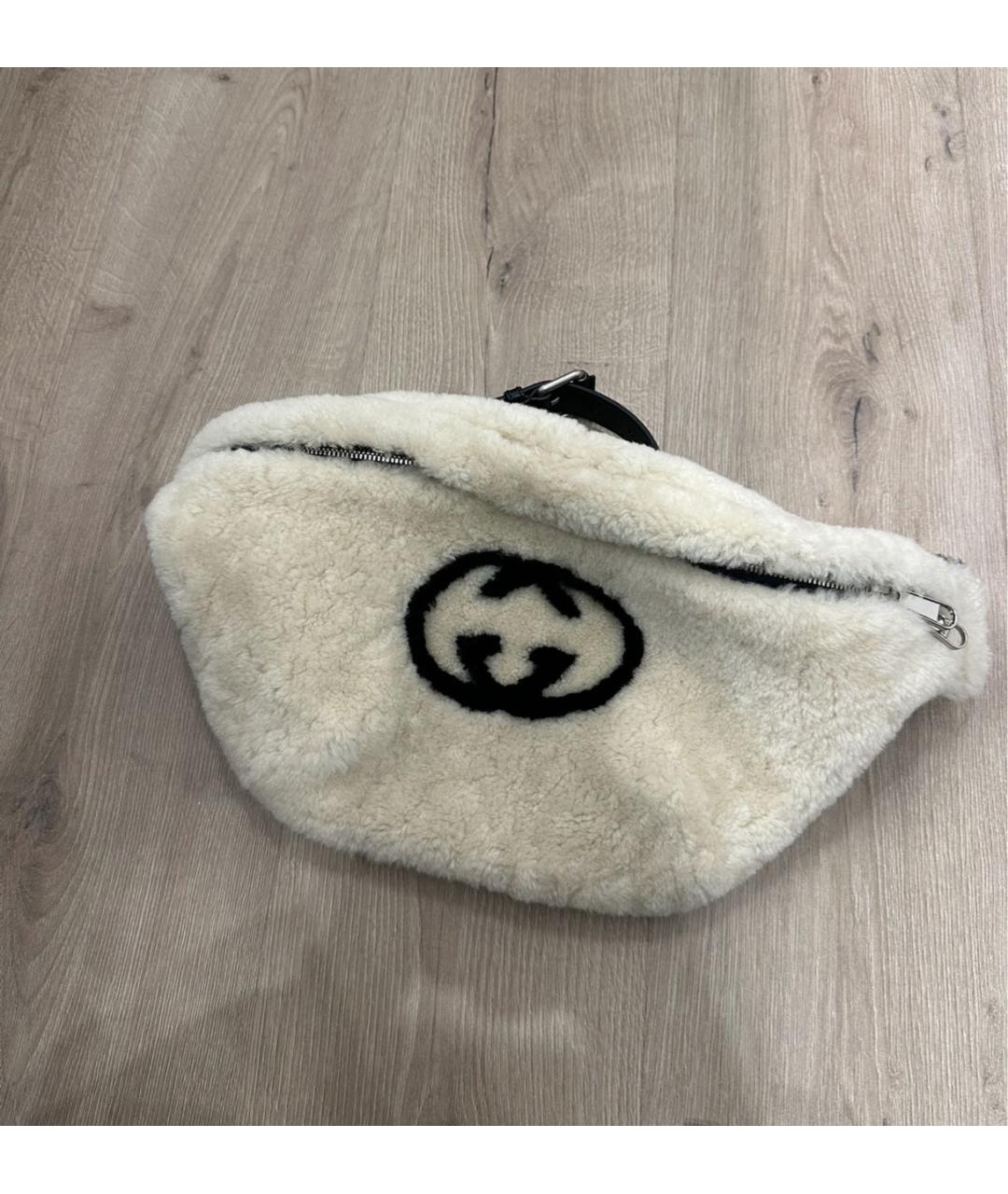 GUCCI Бежевая меховая поясная сумка, фото 5