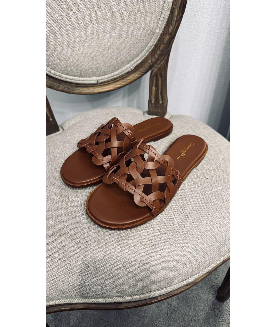 GIANVITO ROSSI Коричневые кожаные мюли, фото 6