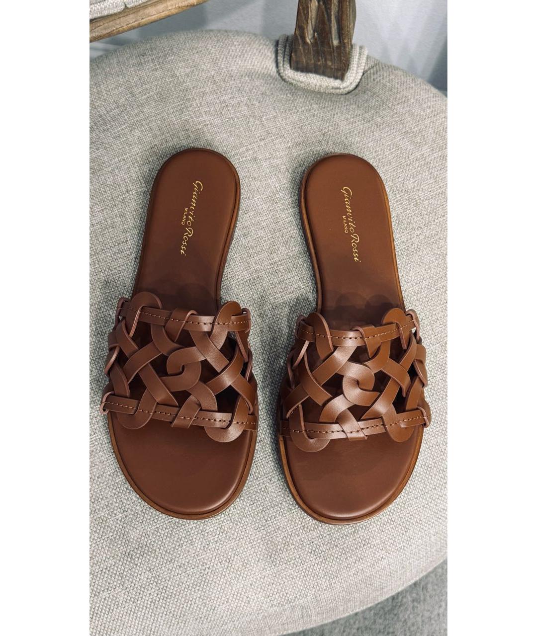 GIANVITO ROSSI Коричневые кожаные мюли, фото 2