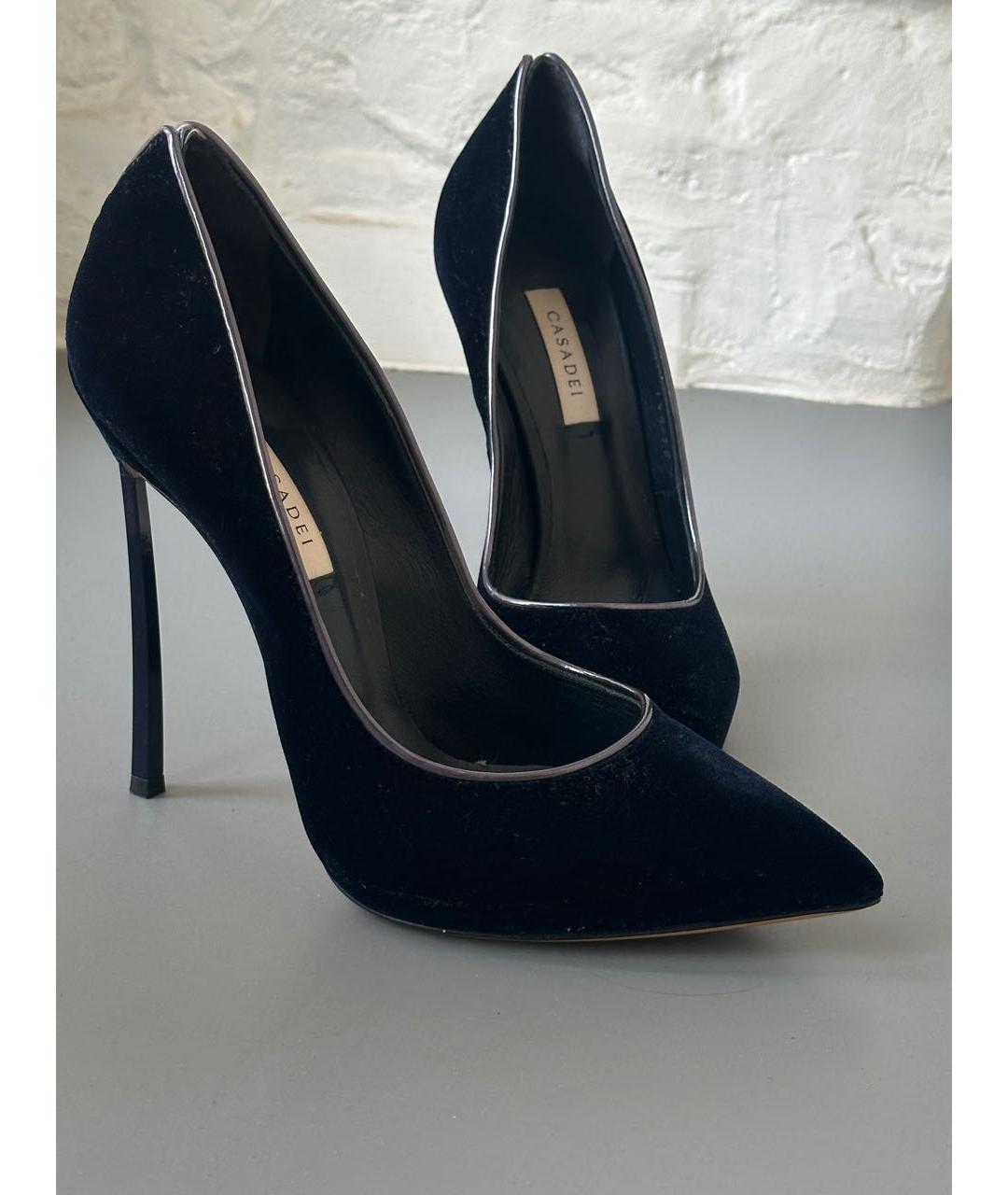 CASADEI Темно-синие бархатные туфли, фото 2