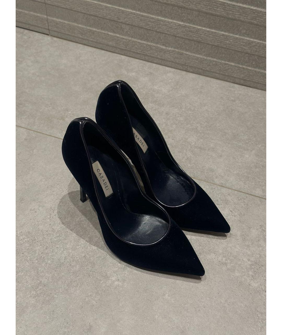CASADEI Темно-синие бархатные туфли, фото 3