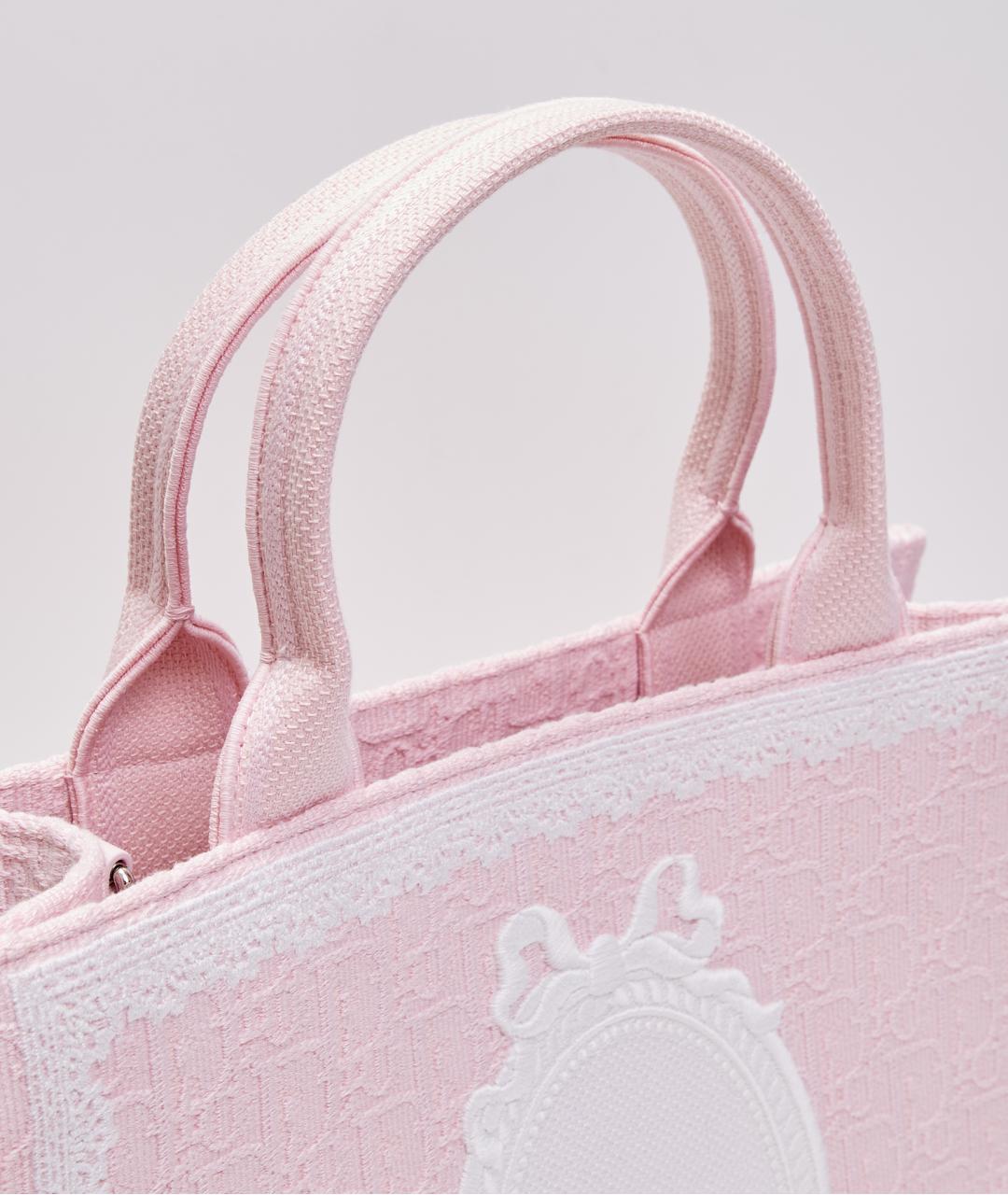 CHRISTIAN DIOR Розовая тканевая сумка тоут, фото 6