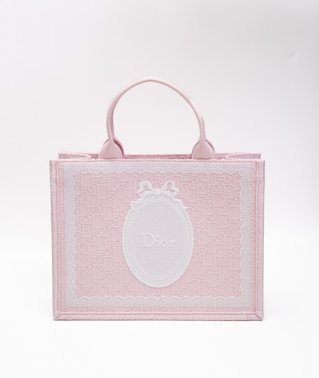 CHRISTIAN DIOR Розовая тканевая сумка тоут, фото 9