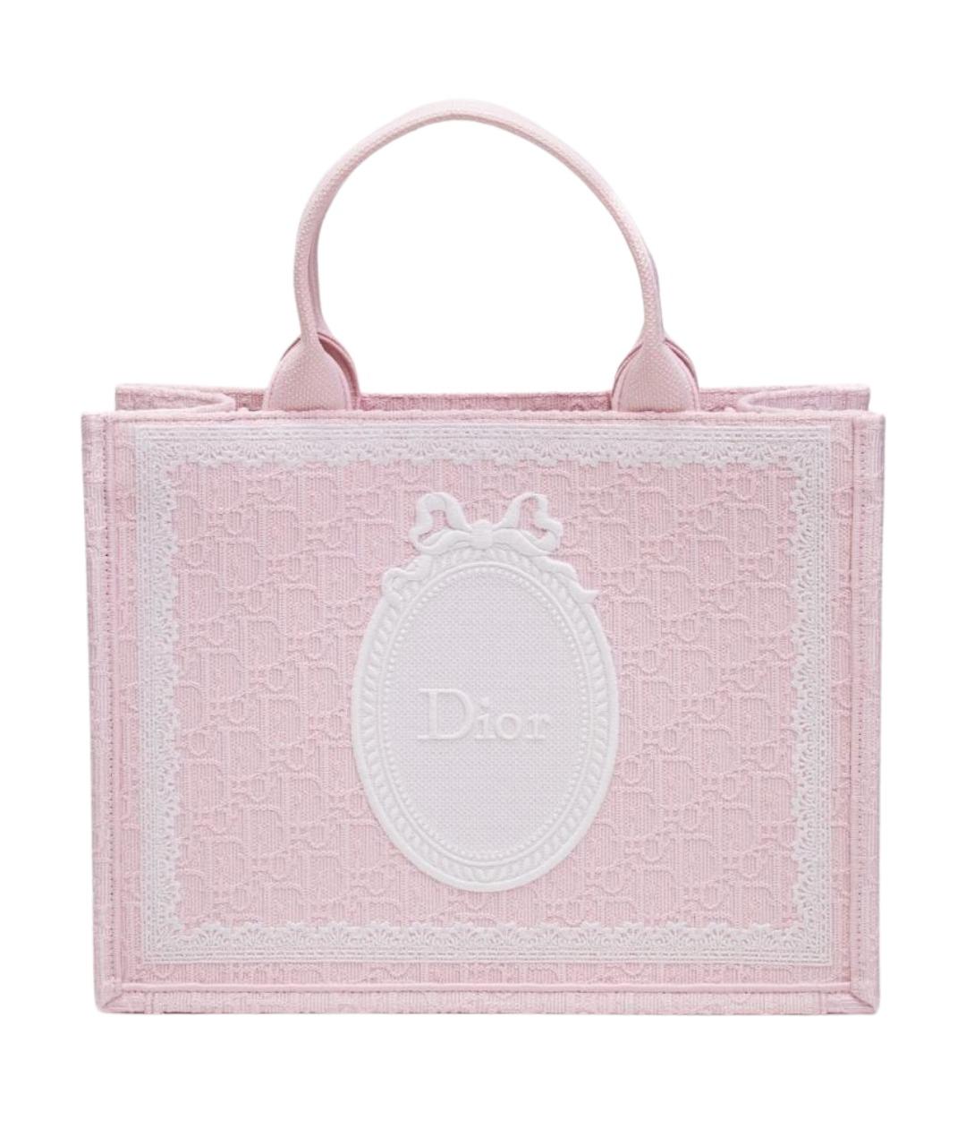 CHRISTIAN DIOR Розовая тканевая сумка тоут, фото 1