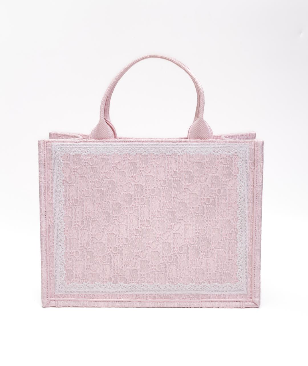 CHRISTIAN DIOR Розовая тканевая сумка тоут, фото 3