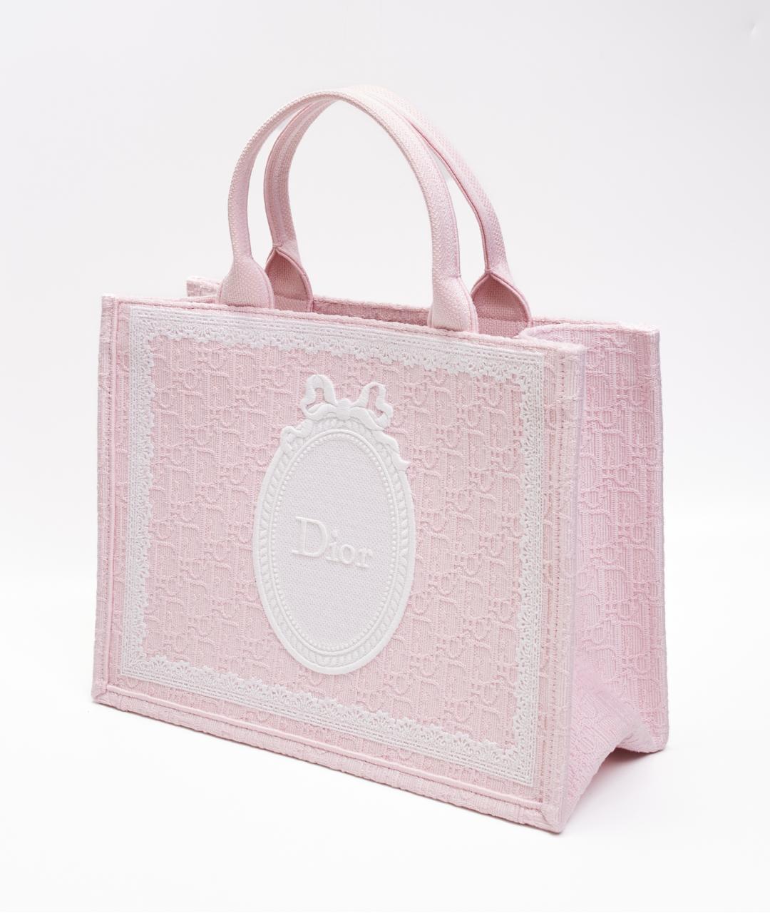 CHRISTIAN DIOR Розовая тканевая сумка тоут, фото 2