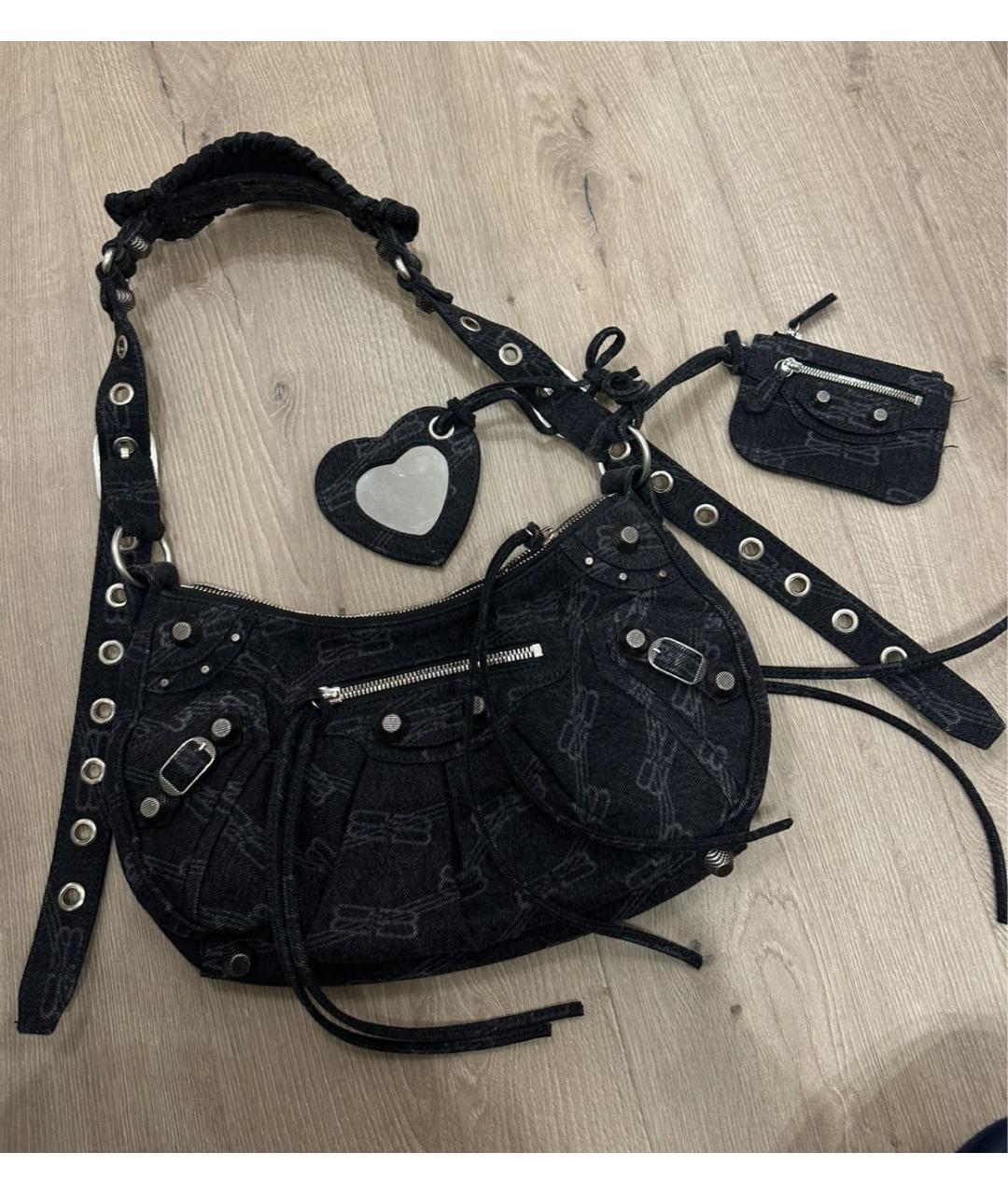 BALENCIAGA Черная деним сумка через плечо, фото 5