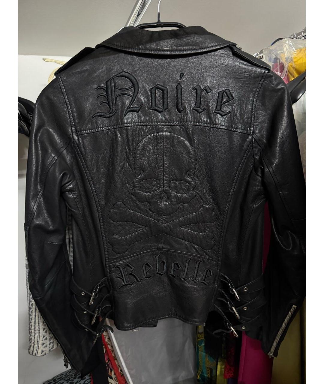 PHILIPP PLEIN Черная кожаная куртка, фото 2